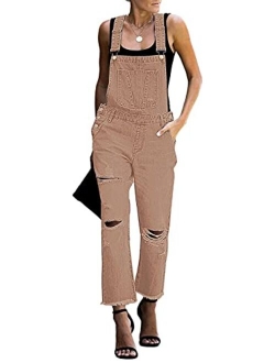 luvamia Women's Casual Stretch Adjustable Denim Bib Overalls Jeans Pants Jumpsuits