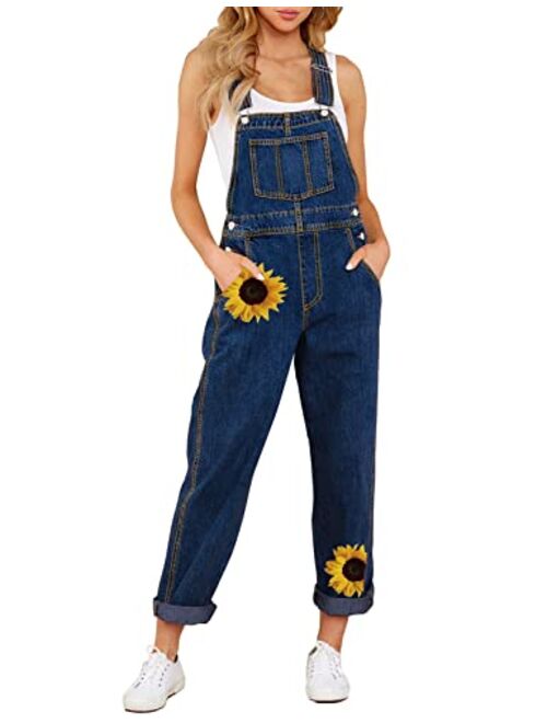 luvamia Women's Casual Stretch Adjustable Denim Bib Overalls Jeans Pants Jumpsuits