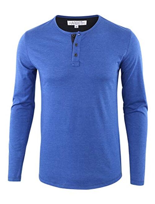 HARBETH Men's Regular Fit Long Sleeve Athletic Henley Shirt Active Jerseys Tee