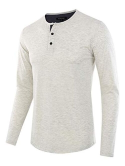 HETHCODE Men's Classic Comfort Soft Regular Fit Long Sleeve Henley T-Shirt Tee