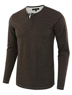 HETHCODE Men's Classic Comfort Soft Regular Fit Long Sleeve Henley T-Shirt Tee