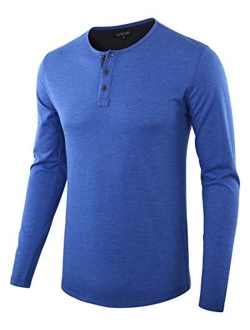 HETHCODE Men's Classic Comfort Soft Regular Fit Long Sleeve Henley T-Shirt Tee