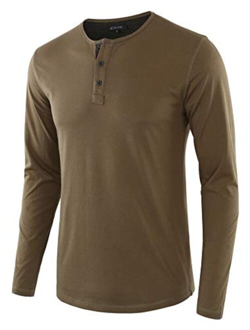 HETHCODE Men's Classic Comfort Soft Regular Fit Long Sleeve Henley T-Shirt Tee