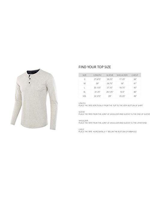 HETHCODE Men's Classic Comfort Soft Regular Fit Long Sleeve Henley T-Shirt Tee