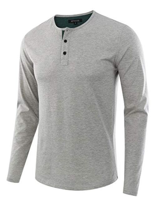 HETHCODE Men's Classic Comfort Soft Regular Fit Long Sleeve Henley T-Shirt Tee