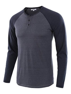 HARBETH Men's Casual Long Sleeve Henley Shirt Raglan Fit Baseball T-Shirts Tee