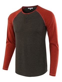 HARBETH Men's Casual Long Sleeve Henley Shirt Raglan Fit Baseball T-Shirts Tee