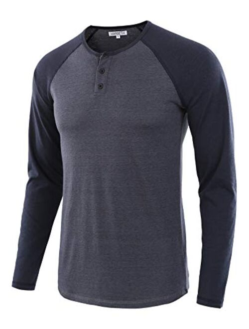 HARBETH Men's Casual Long Sleeve Henley Shirt Raglan Fit Baseball T-Shirts Tee