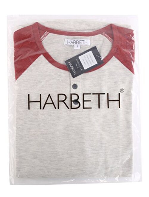 HARBETH Men's Casual Long Sleeve Henley Shirt Raglan Fit Baseball T-Shirts Tee