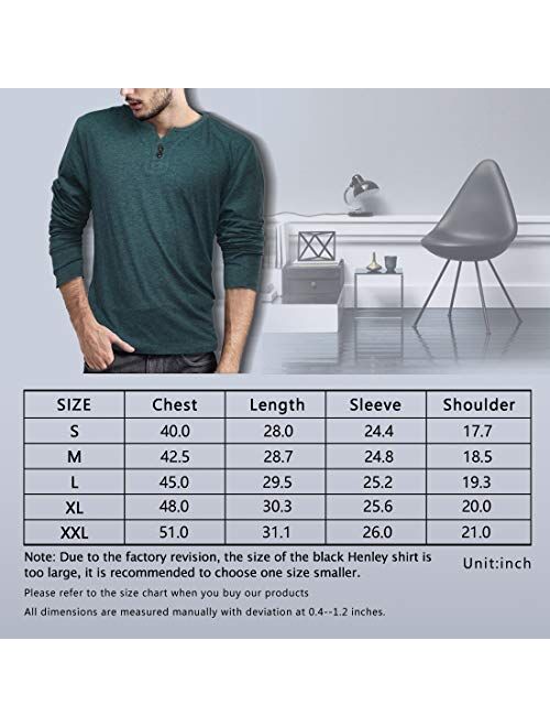 ZHPUAT Mens Slub Cotton Henley Shirt Regular-Fit Lightweight Basic T-Shirt with Long Sleeves