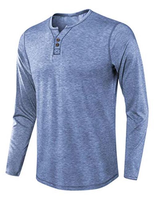 ZHPUAT Mens Slub Cotton Henley Shirt Regular-Fit Lightweight Basic T-Shirt with Long Sleeves