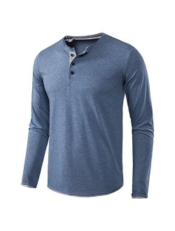 VANCOOG Mens Long Sleeve Casual Lightweight Fitted Basic Henley T-Shirt