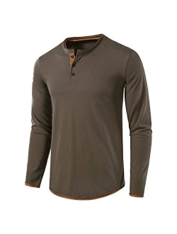 VANCOOG Mens Long Sleeve Casual Lightweight Fitted Basic Henley T-Shirt