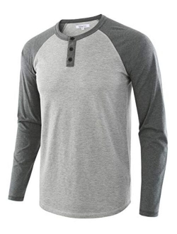 Vetemin Men's Casual Vintage Long Sleeve Raglan Henley Shirts Baseball T-Shirt