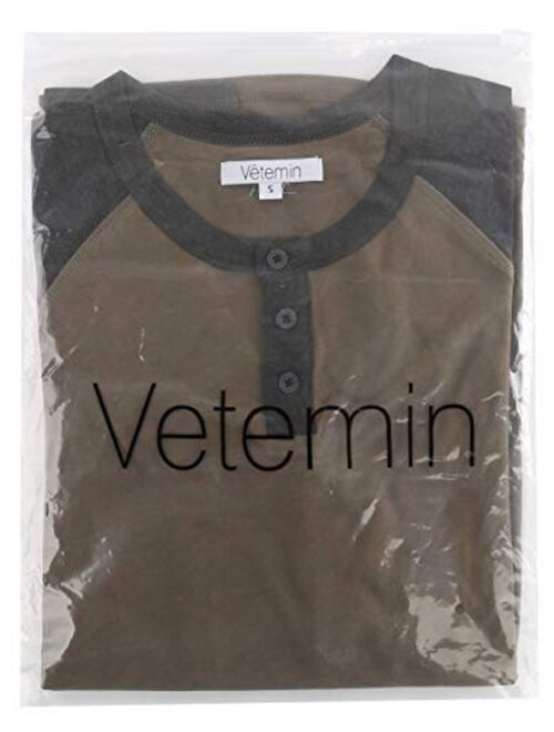 Vetemin Men's Casual Vintage Long Sleeve Raglan Henley Shirts Baseball T-Shirt