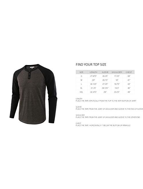 Vetemin Men's Casual Vintage Long Sleeve Raglan Henley Shirts Baseball T-Shirt