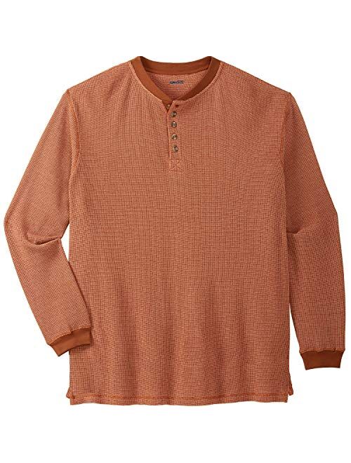 KingSize Men's Big and Tall Waffle-Knit Thermal Henley Tee Long Underwear Top