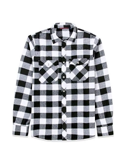 J.VER Men's Flannel Plaid Shirts Long Sleeve Regular Fit Button Down Casual