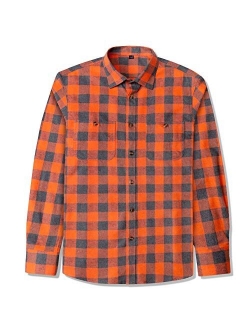 J.VER Men's Flannel Plaid Shirts Long Sleeve Regular Fit Button Down Casual