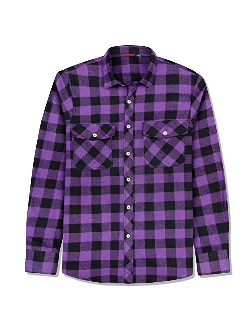 J.VER Men's Flannel Plaid Shirts Long Sleeve Regular Fit Button Down Casual