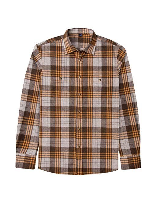 J.VER Men's Flannel Plaid Shirts Long Sleeve Regular Fit Button Down Casual