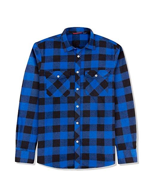 J.VER Men's Flannel Plaid Shirts Long Sleeve Regular Fit Button Down Casual