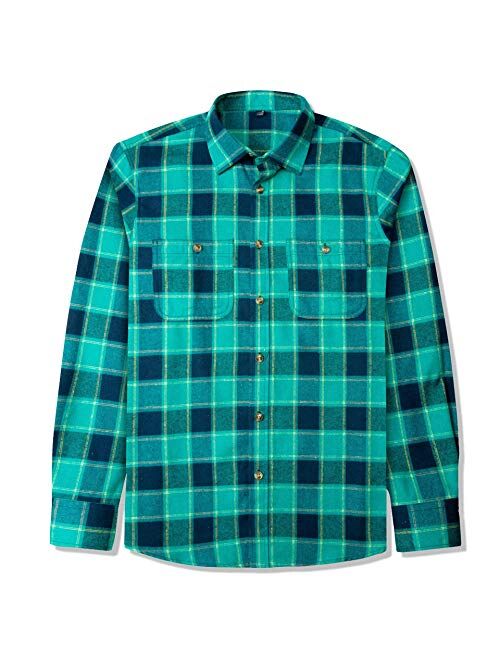 J.VER Men's Flannel Plaid Shirts Long Sleeve Regular Fit Button Down Casual