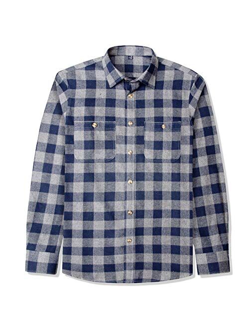 J.VER Men's Flannel Plaid Shirts Long Sleeve Regular Fit Button Down Casual