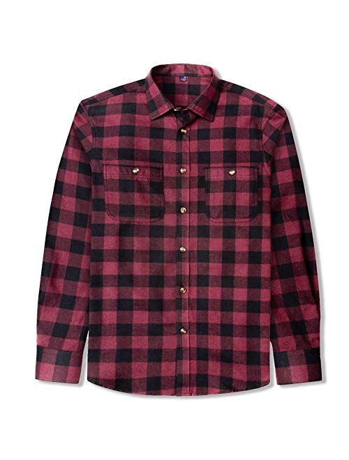 J.VER Men's Flannel Plaid Shirts Long Sleeve Regular Fit Button Down Casual