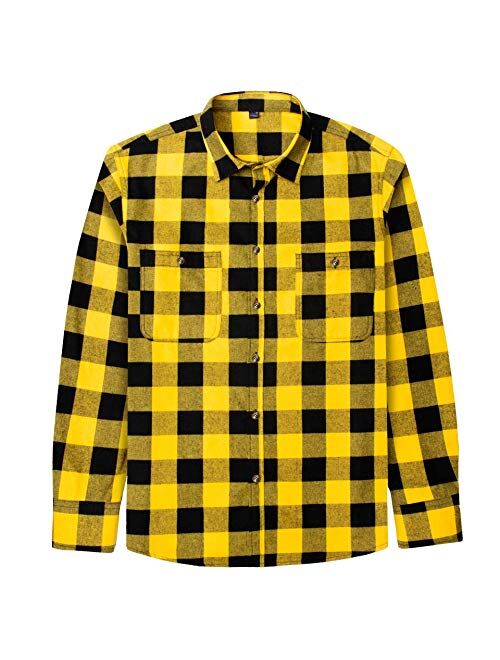 J.VER Men's Flannel Plaid Shirts Long Sleeve Regular Fit Button Down Casual