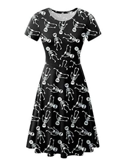 For G and PL Halloween Women's Short Sleeve Tunic Dress