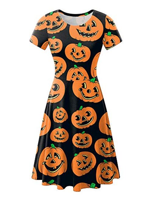 For G and PL Halloween Women's Short Sleeve Tunic Dress