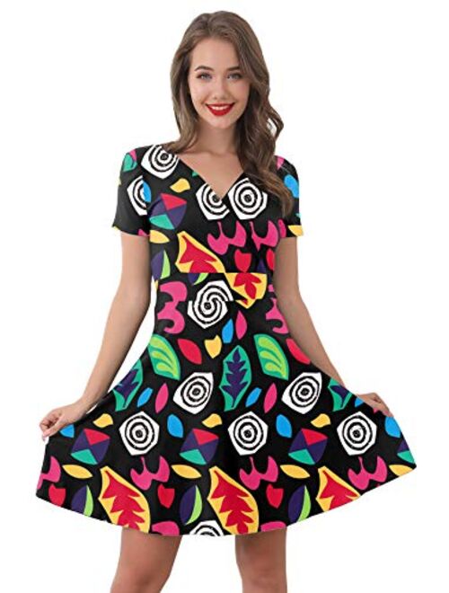 For G and PL Women's Halloween Short Sleeves V Neck Wrap Dress