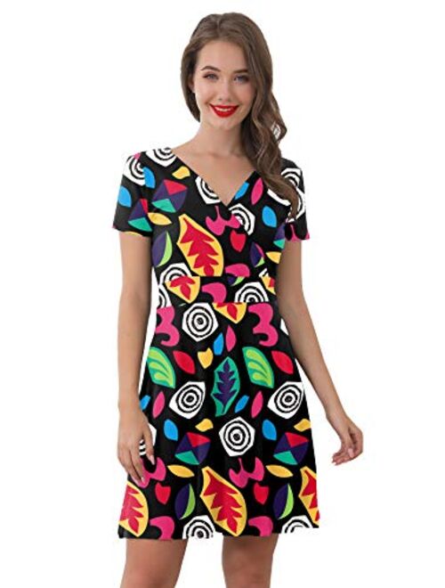 For G and PL Women's Halloween Short Sleeves V Neck Wrap Dress