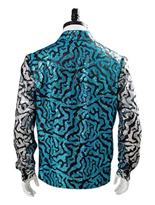 Mens Tiger King Shirt Joe Exotic Shiny Sequins Button Down Dress Shirt