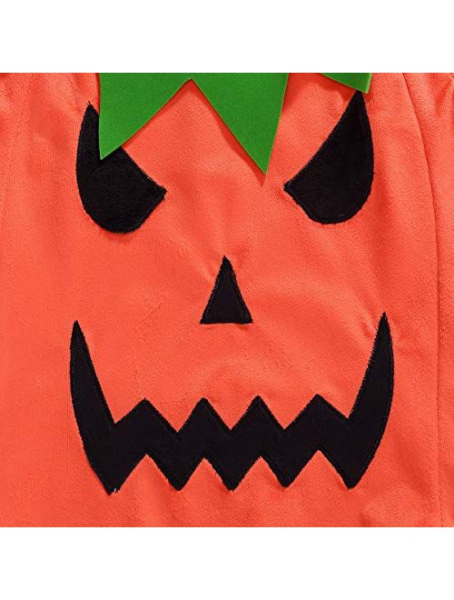 Unsiex Infant Baby Boys Girls Halloween Pumpkin Costume Romper Bodysuit Outfits Dress Up Set