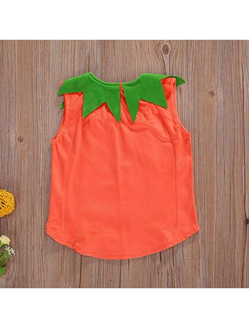 Unsiex Infant Baby Boys Girls Halloween Pumpkin Costume Romper Bodysuit Outfits Dress Up Set