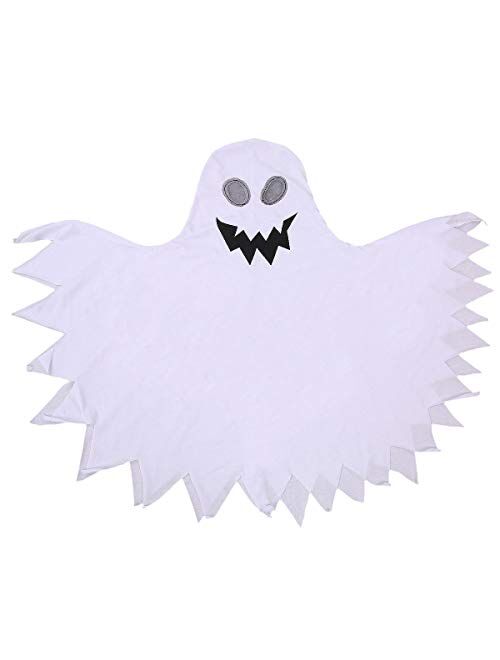 Muasaaluxi Toddler Kid Baby Girls Boys Halloween Costumes White Ghost Cloak Tassel Cape Cosplay with Hat Outfits 6M-5Y