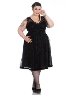 Hell Bunny Plus Size Gothic Black Spiderweb Halloween Bats Tulle Dress 2X 3X 4X