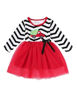 Toddler Baby Halloween Outfits Kids Girls Pumpkin Print Long Sleeve Dress Striped Skirts Halloween Dress