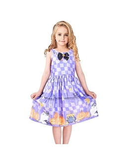 Girls Dress Halloween Party Witch Bat Pumpkin Halter Dress