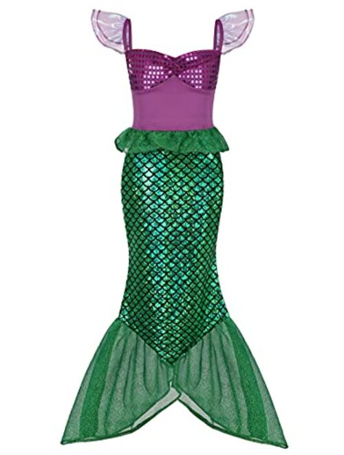 ALIZIWAY Little Girl Mermaid Princess Dresses Ariel Costume for Grils Birthday Party Halloween Cosplay Costumes