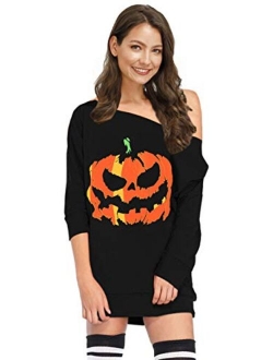 For G and PL Women's Halloween Off Shoulder 3/4 Sleeve Tops