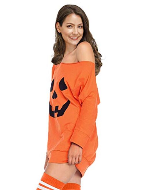 For G and PL Women's Halloween Off Shoulder 3/4 Sleeve Tops