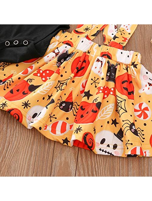 LZCYILANXIULSL Newborn Baby Girl Thanksgiving Outfit Long Sleeve Romper Tops & Suspender Skirt Turkey Dress Cute Clothes