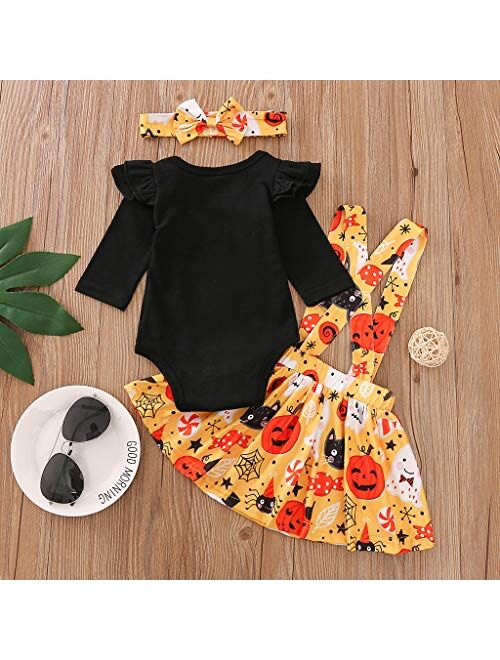 LZCYILANXIULSL Newborn Baby Girl Thanksgiving Outfit Long Sleeve Romper Tops & Suspender Skirt Turkey Dress Cute Clothes