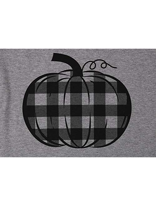 Pumpkin Shirt Women Halloween Buffalo Plaid Pumpkin Tee T Shirts Blouse