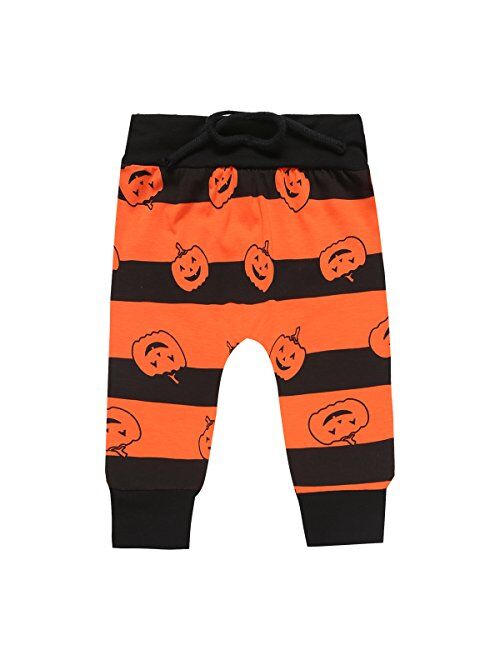 Baby Boy My First Halloween Outfit Pumpkin Long Sleeve Pants Set