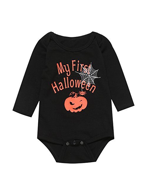 Baby Boy My First Halloween Outfit Pumpkin Long Sleeve Pants Set