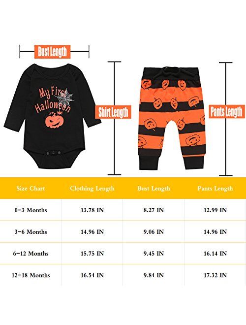 Baby Boy My First Halloween Outfit Pumpkin Long Sleeve Pants Set